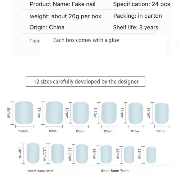 Nail Tip Fake Art Press on Nails with Glue Designs - Picture 3 of 3